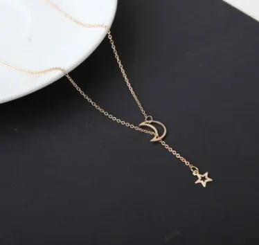 Simple Moon Star Necklace Clavicle Chain Short
