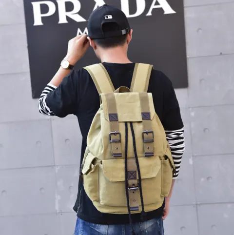 Influx Street Canvas Backpack Unisex Retro Leisure Travel Bag