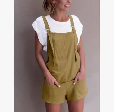 Youthful Cotton Overall Shorts 4 Colors - Khaki