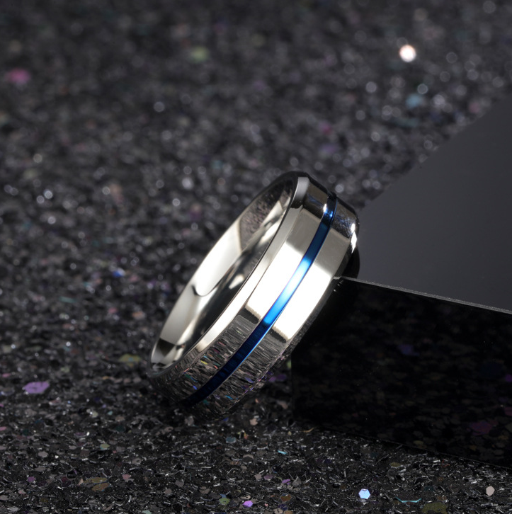 Titanium Steel Ring 8MM Men's Ring Blue