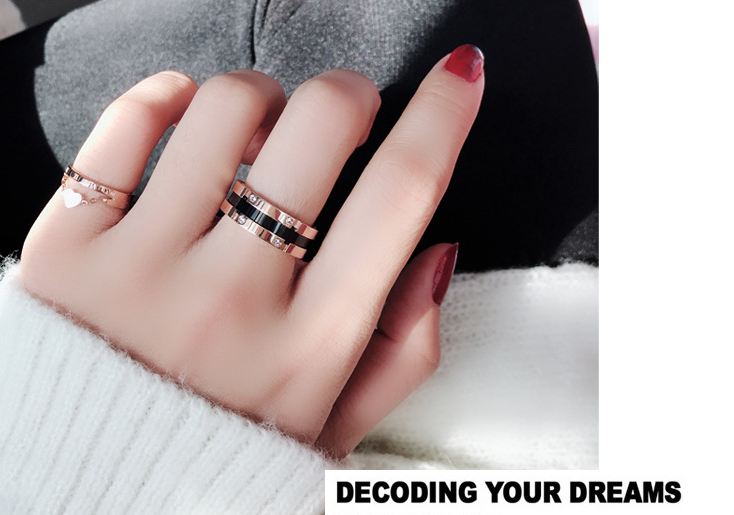 Black diamond-studded titanium steel ring
