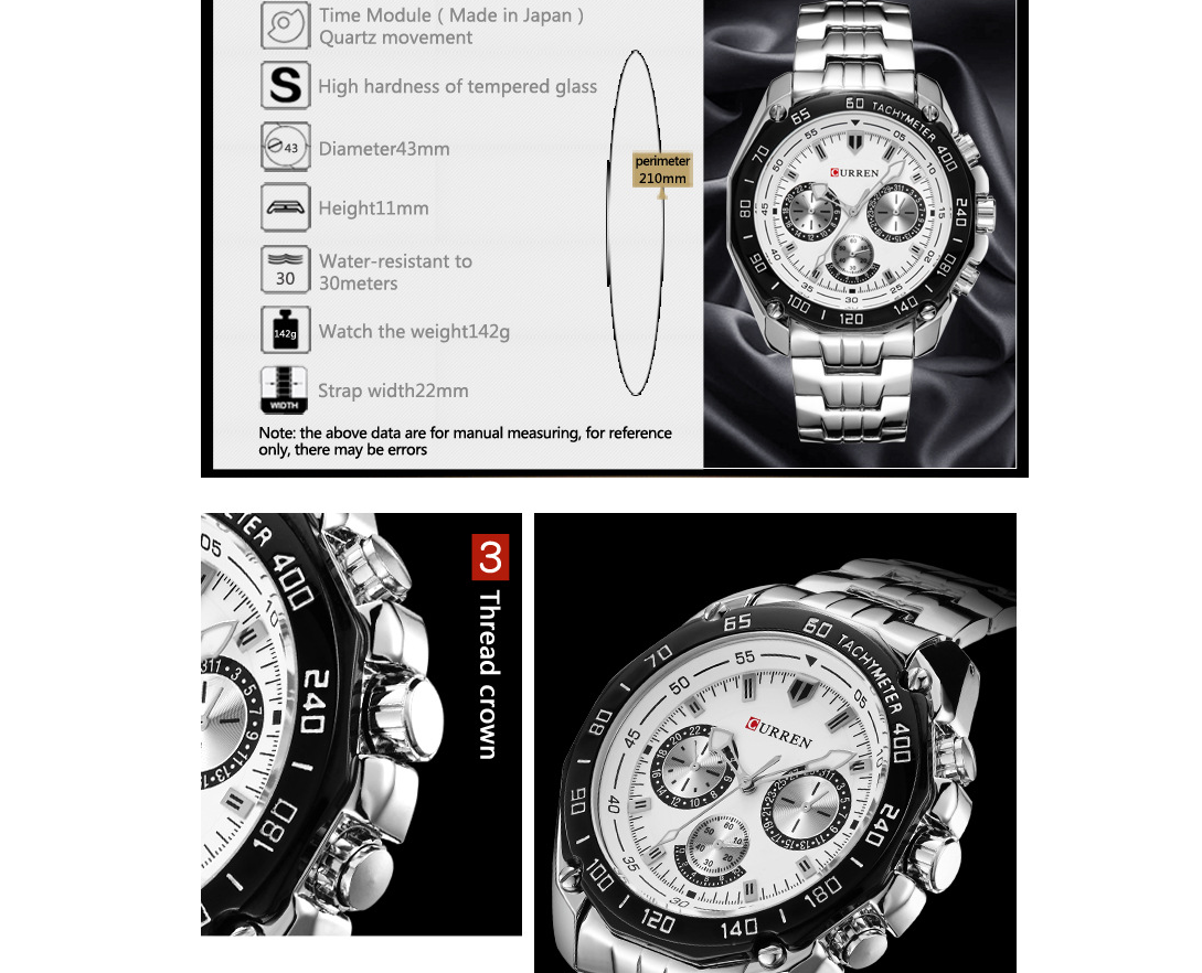 Fashion Trend Three-eye Watch Upscale Men's Steel Watch