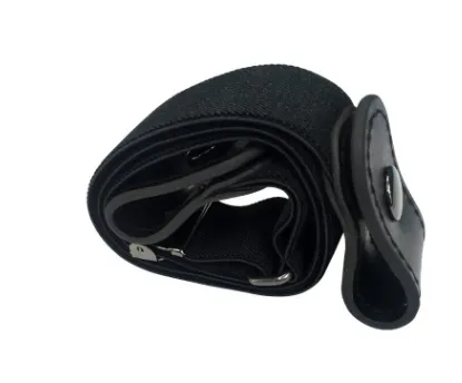 Leather Slim Stretch Invisible Belt Jeans Simple Joker Men and Women Lazy Belt - Black