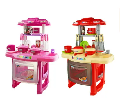 Children's educational light music cooking tableware table play house kitchen toys angle show toy play house