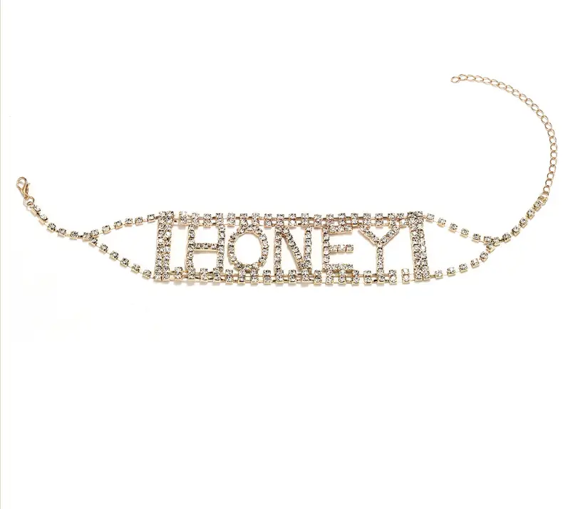 Punk Exaggerated Super Nightclub Items With Diamonds Rhinestone Letter Necklace Chain Collar