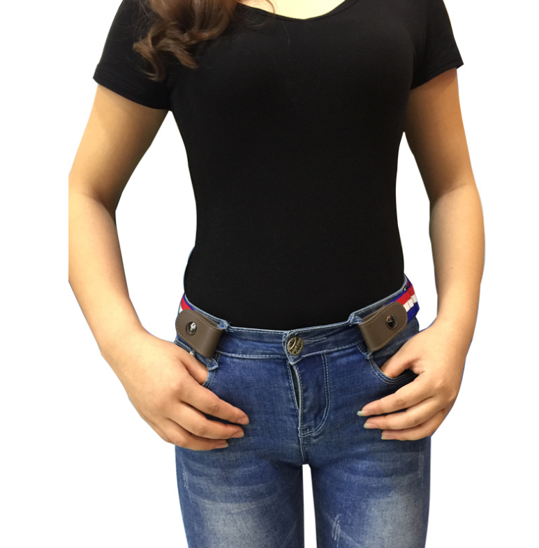 Leather Slim Stretch Invisible Belt Jeans Simple Joker Men and Women Lazy Belt