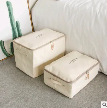 Thick Canvas Storage Box Clothes Finishing Bag with Cover