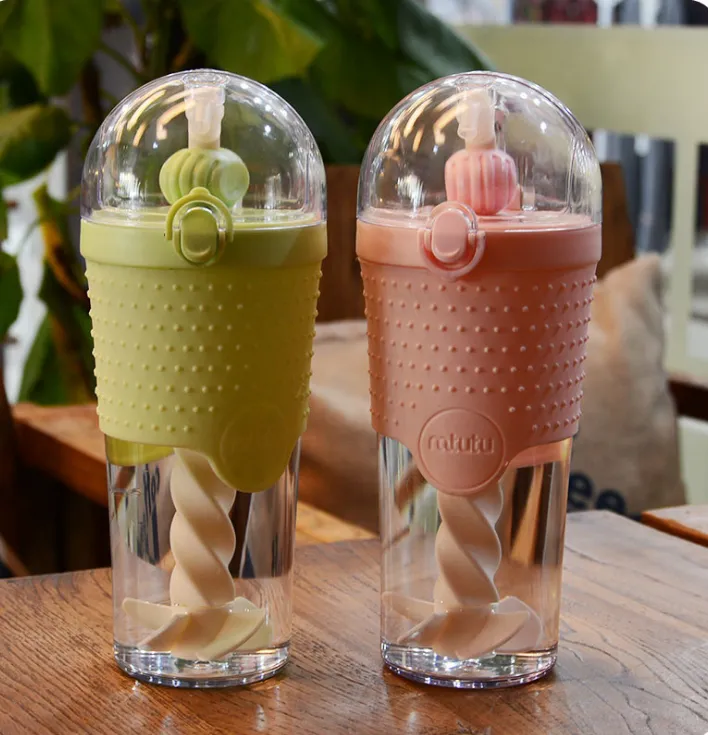500ML Kids Plastic Water bottles Protein Shaker Blender Bottles with straw BPA Free Portable Sport My Water bottles – image 4