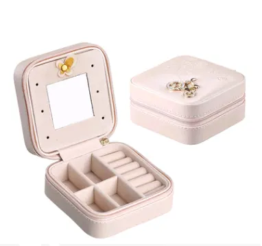 Creative Travel Portable Jewelry Box Earrings Storage Box Leather
