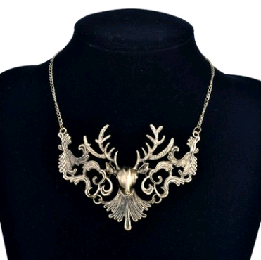 Necklace female short section exaggerated fashion retro accessories female elk head sweater chain necklace