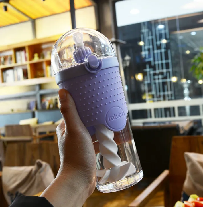 500ML Kids Plastic Water bottles Protein Shaker Blender Bottles with straw BPA Free Portable Sport My Water bottles – image 3