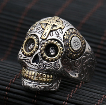 Cross men's ring punk skull ring Domineering men's personality nightclub vintage ring