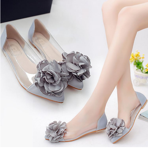 Low to help shallow mouth women's shoes flowers flat with pointed shoes