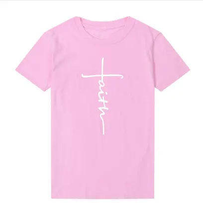 Faith Cross Women Cotton T-shirt Tops Tee Shirt Loose