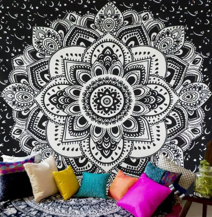Printed home tapestry black and white with wall hanging beach towel beach blanket 5 - Shop at LoveMi