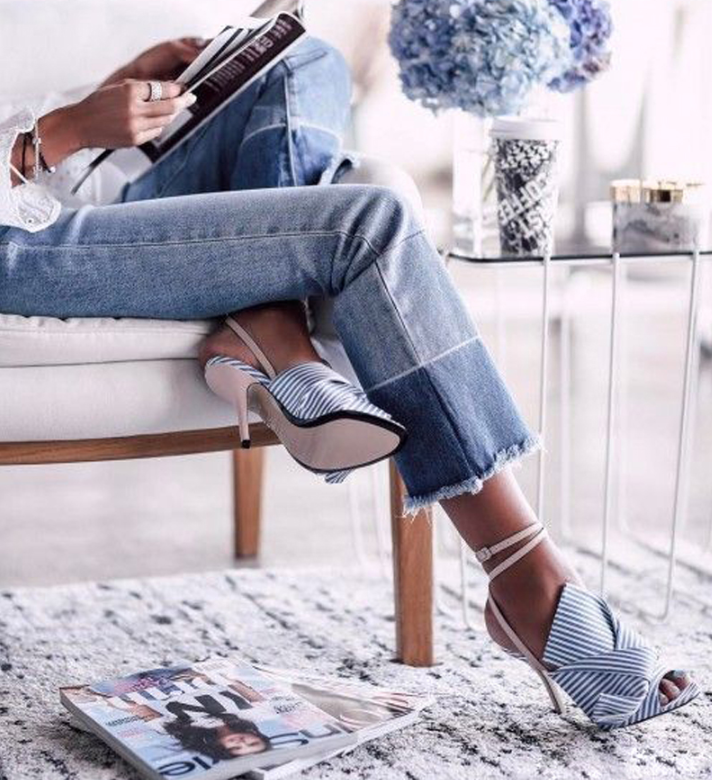 Big bow with a word buckle with color matching sexy high heel sandals large size