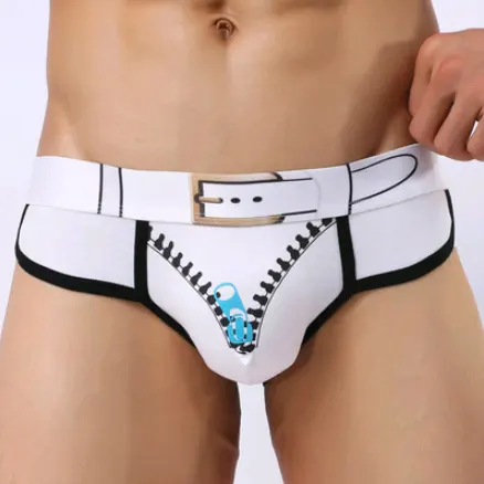 Men's Underwear Cotton Print U Convex Bag Zipper Antibacterial