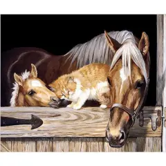 XXL - 5D Diamond Painting - Pferd im Stall - 20X20Cm - View 1