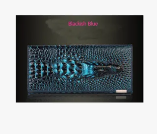 pattern wallet ladies wallet long zipper pattern leather wallet bag large capacity clutch - Blue