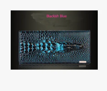 pattern wallet ladies wallet long zipper pattern leather wallet bag large capacity clutch - Blue
