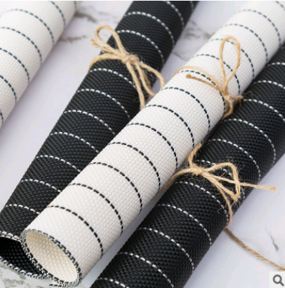 Black and white striped solid color household table mats Theme restaurant table mat waterproof and environmentally friendly PVC insulation placemat