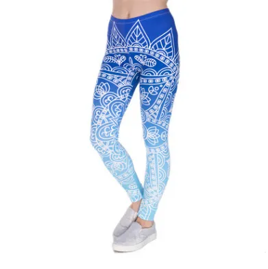 Printed thin pencil feet pants stretch big ladies yoga pants leggings - R-One Size