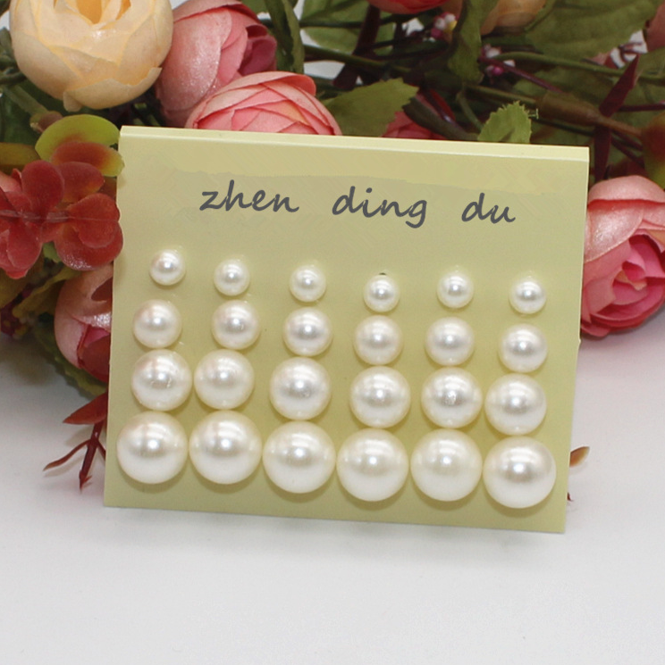 Size pearl row sitting earrings 12 pairs of plates pearl jewelry