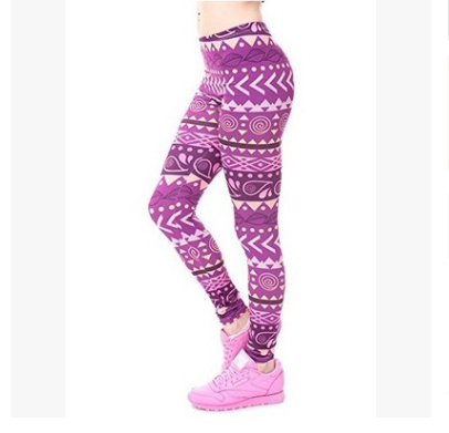 Printed thin pencil feet pants stretch big ladies yoga pants leggings X One Size - Shop at LoveMi
