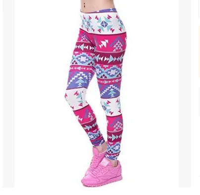 Printed thin pencil feet pants stretch big ladies yoga pants leggings - P-One Size