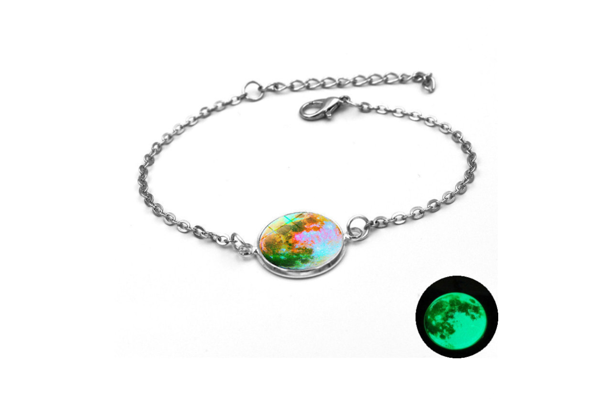 Caxybb Luminous Star Series Planet Necklace Crystal Cabochon Bracelet Glow in the Darkness Bracelet Link Chain Fashion Braceket