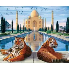 5D Diamond Painting - Tiger vor dem Taj Mahal - 50X60Cm - View 1