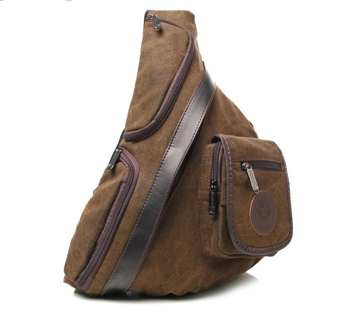 Triangle Korean retro wash canvas men's shoulder bag high school student bag diagonal package — foto 5