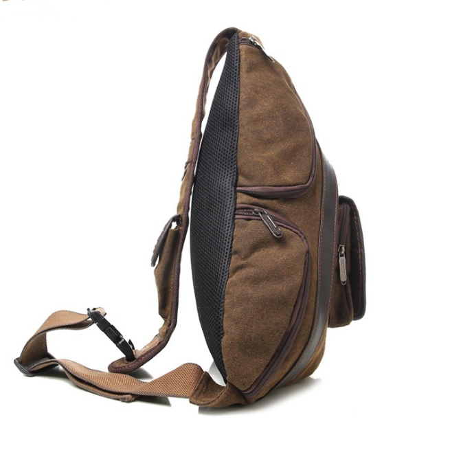 Triangle Korean retro wash canvas men's shoulder bag high school student bag diagonal package — foto 4