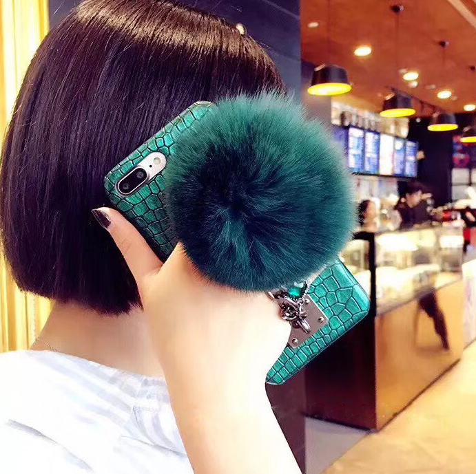 Compatible With Compatible With Mobile Phone Case Fox Fur Ball Studded Anti-fall Protection Cover - Image 4