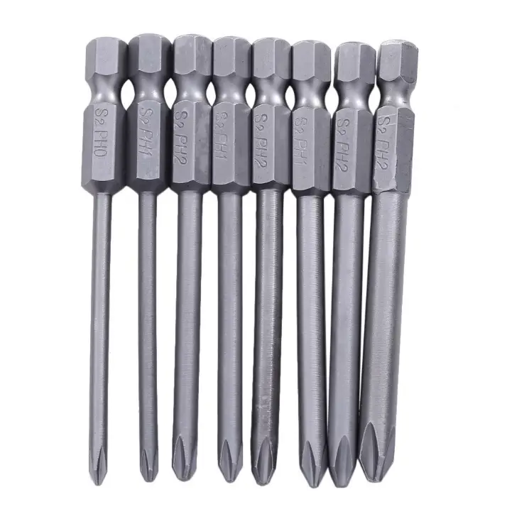 8pcs 75mm Magnetic Long Hex Cross Head Screwdriver Bits scre