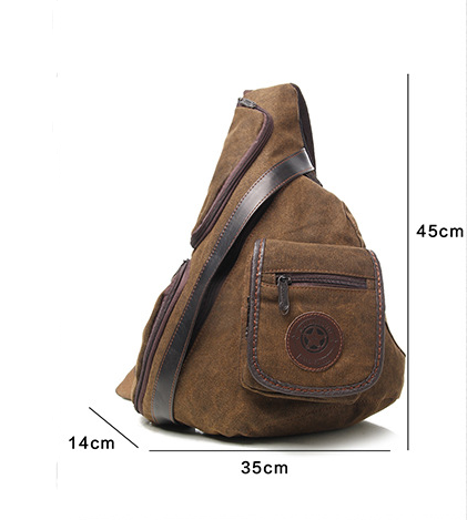 Triangle Korean retro wash canvas men's shoulder bag high school student bag diagonal package — foto 6