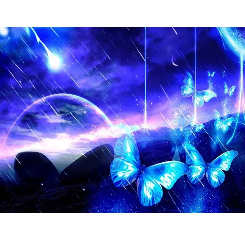 5D Diamond Painting - Schmetterlinge in der Nacht - 30X40Cm