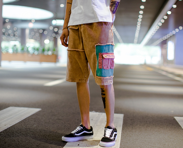 Summer color Japanese retro casual couple shorts wild tide brand shorts male five pants male