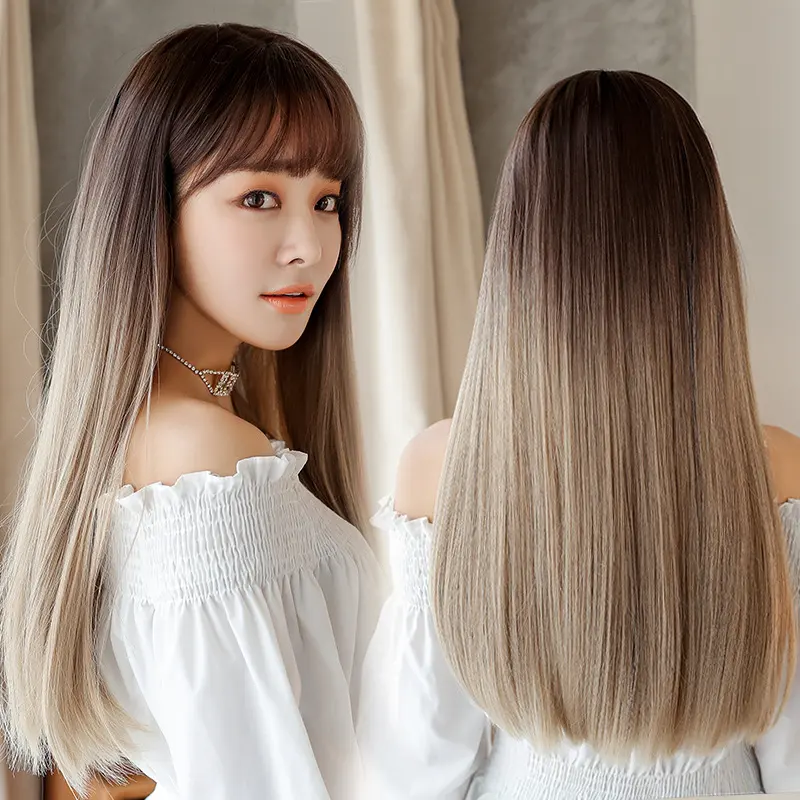 Fashion Realistic Hair Long Straight Wig Jiafa Chemical Fiber