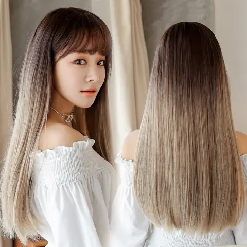Fashion Realistic Hair Long Straight Wig Jiafa Chemical Fiber