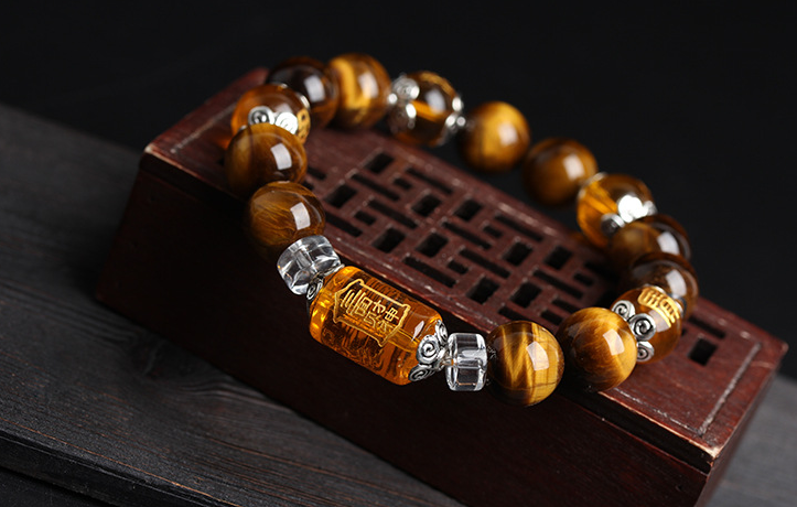 Natural tiger eye three face Fortune lucky hand bracelet beads bracelet lucky transfer men and women