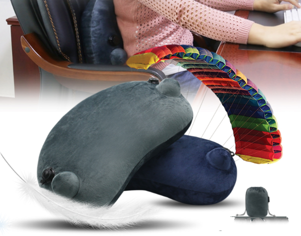 Press inflatable pillow office cushion lumbar pillow travel portable lumbar rely on nap artifact pillow sleep pillow