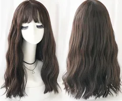 Corn hot long curly hair chemical fibre wig headgear - Black - View 1