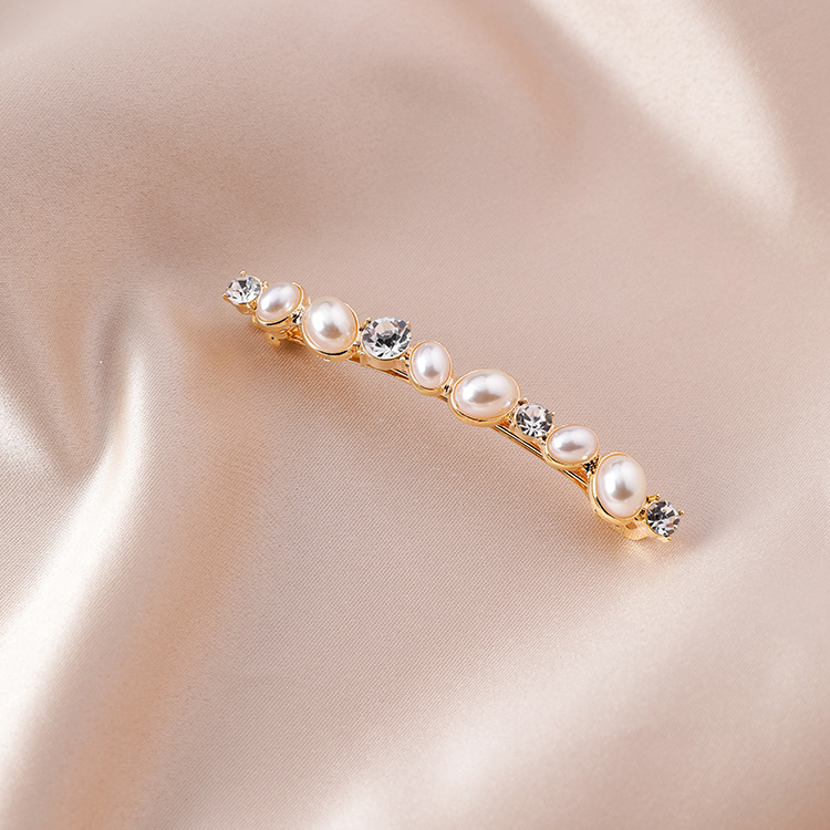 Pearl hairpin net red edge clip practical love crown bangs clip
