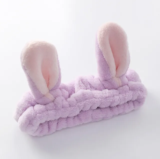 Korean version of the sweet and lovely hair band Japanese two rabbit rabbit ears hair band Purple - Shop at LoveMi