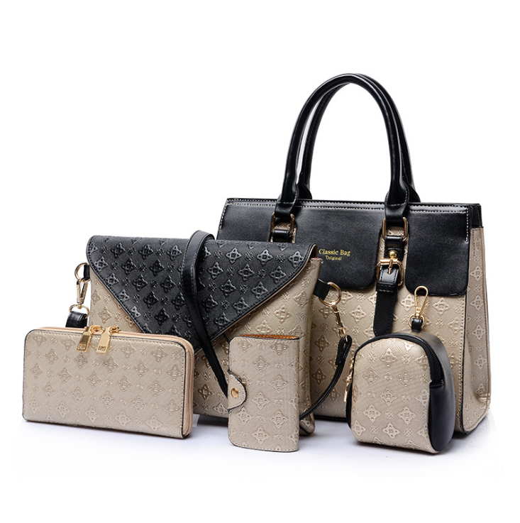 A set of Luxury Leather Handbags Black Gold - Shop at LoveMi