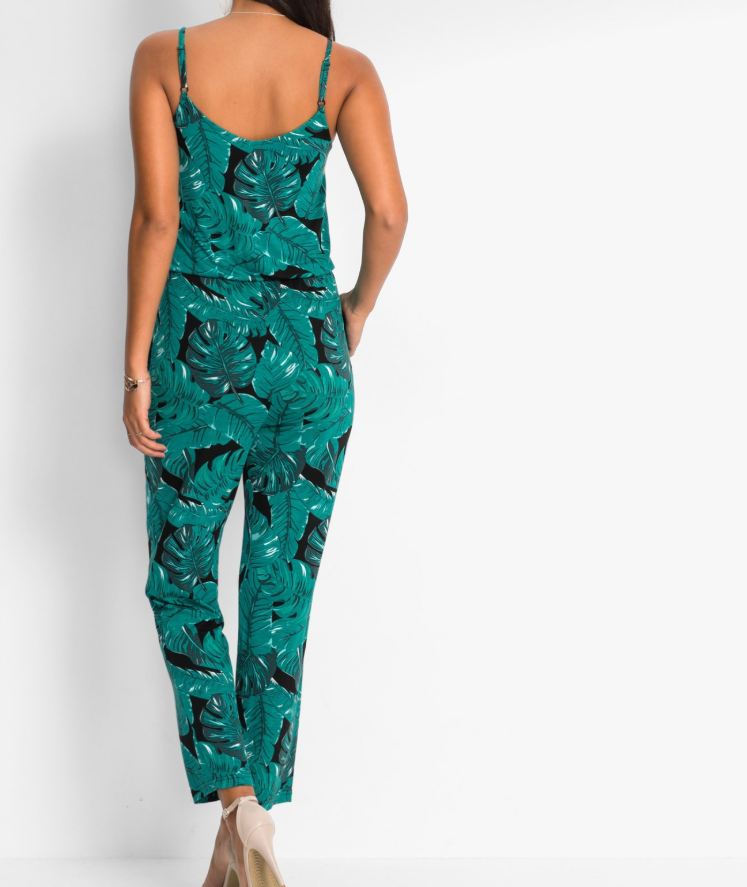 European and American women's explosions sling V-neck print one-piece trousers bottoming beach casual one-piece trousers