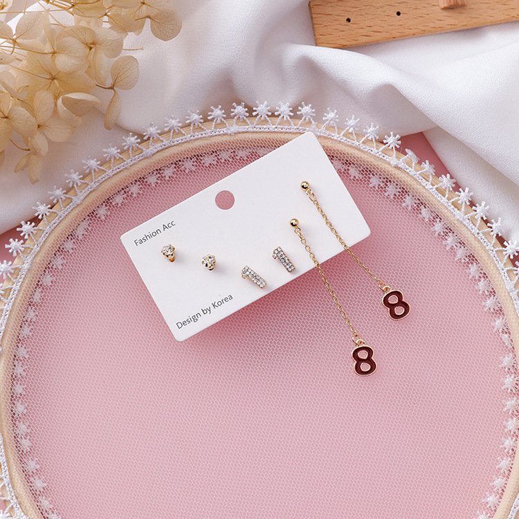 Mini earrings set compact earrings girl sweet wild earrings