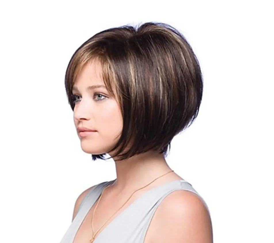 Short straight hair brown fashion wig - Brown