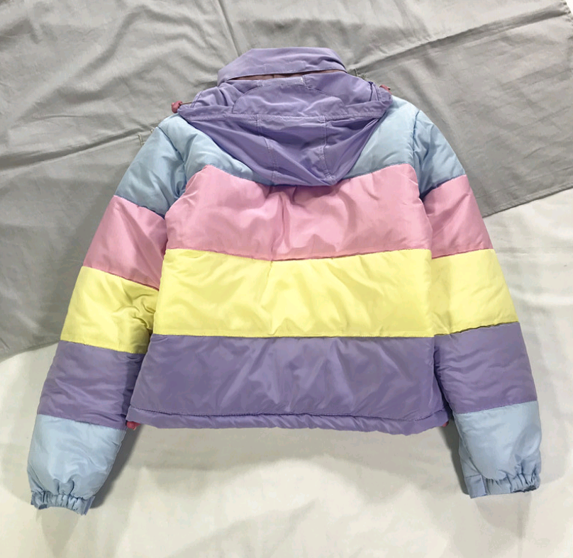 Rainbow color matching hooded pillow collar bread clothes cotton pad cotton clothing student female